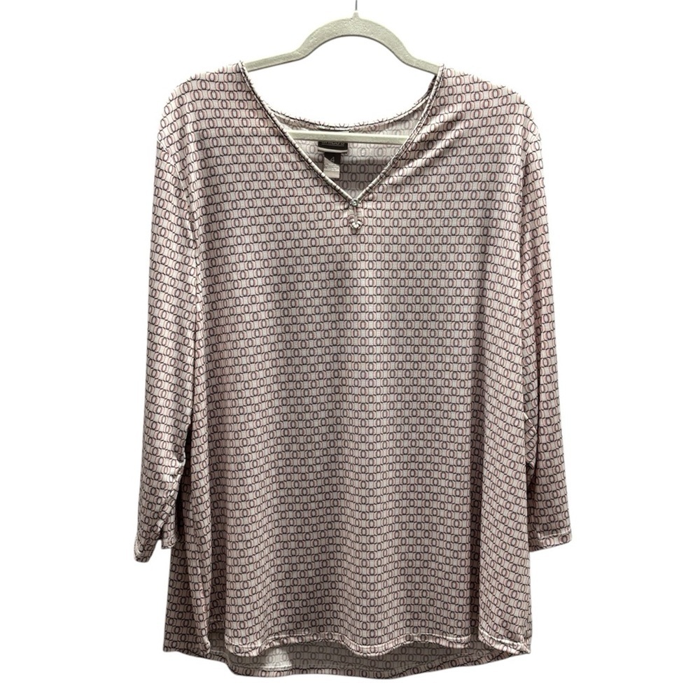 Chico’s Stretchy Knit V-Neck Tunic Top 3/4 Sleeves Size 4 (XXL/20)